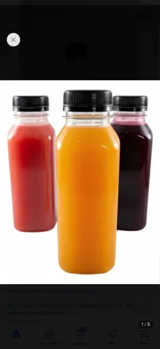 Garrafa cristal quadrada c/tampa preta 300ml