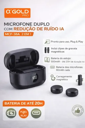 Microfone Lapela Duplo Compatível Android Iphone Anti Ruído