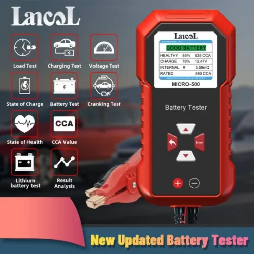 Testador de Bateria e Alternador LANCOL MICRO-500 -nLCD Colorido Multilíngue