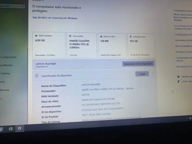 Notebook Samsung I3 4GB RAM 1TB