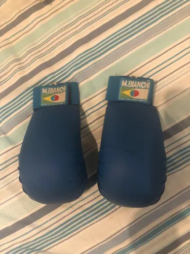 Luvas de Proteção Karatê M.Bianchi - Tamanho M (Azul)