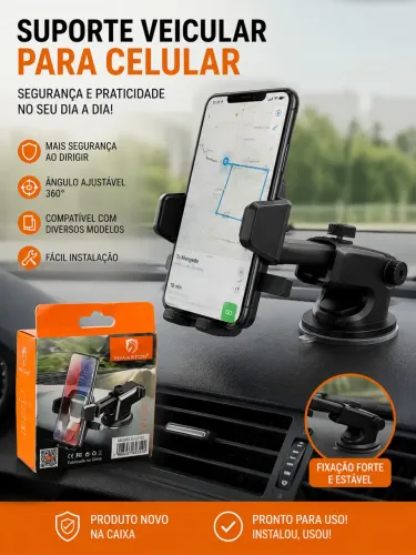 Suporte Veicular para Celular H?Maston CJ-02 Universal Novo na Caixa