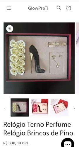 Relógio terno perfume e brincos