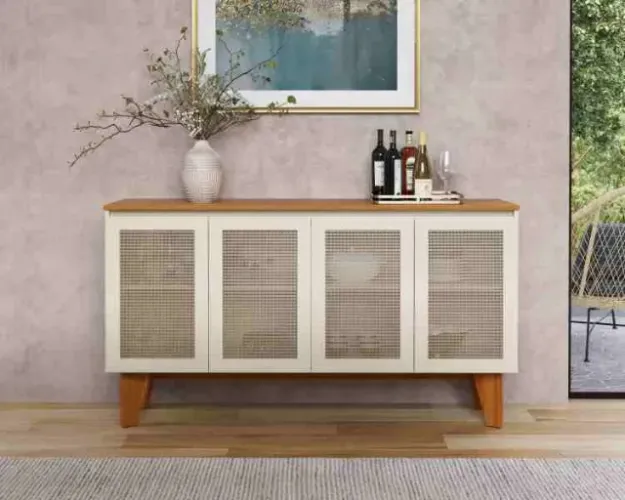 Buffet Topazio 4P Off White/Nature - Entrega Rápida!