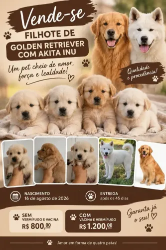 Vendendo filhotes de Golden e Akita inú