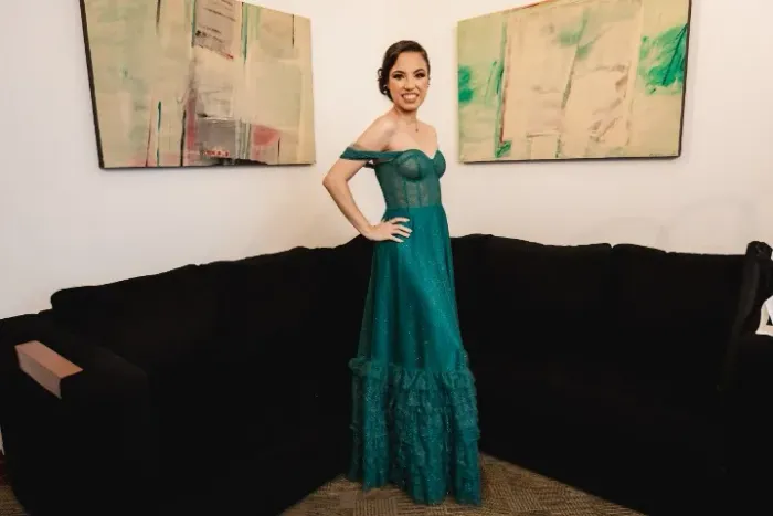 Vestido de festa com brilhos