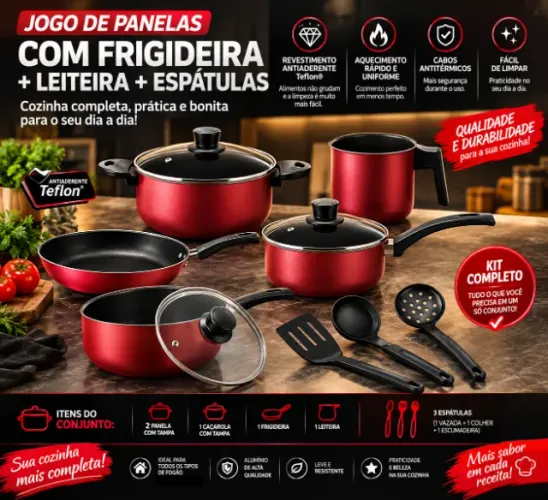 Jogo de panela com 8 peças