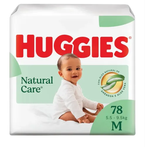 Fralda Huggies Natural care M 78 fraldas