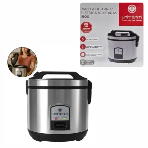 Lacrada Panela de arroz elétrica 10 xícaras inox UNITERMI
