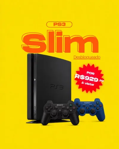 PlayStation 3 Slim Desbloqueado + 2 controles