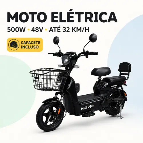 Moto Elétrica Midi Pro MDP-500C 500W 48V/12Ah Cor Preta