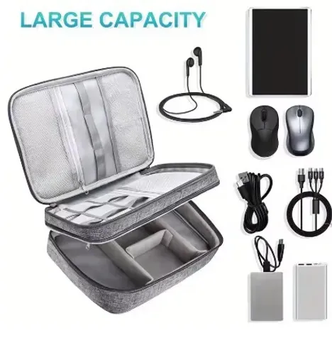 Bolsa Organizadora de Cabos e Eletrônicos 3 Camadas Impermeável