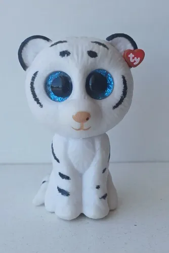 BONECO MINIATURA PET FOFINHO TIGRE BRANCO DE OLHOS AZUIS