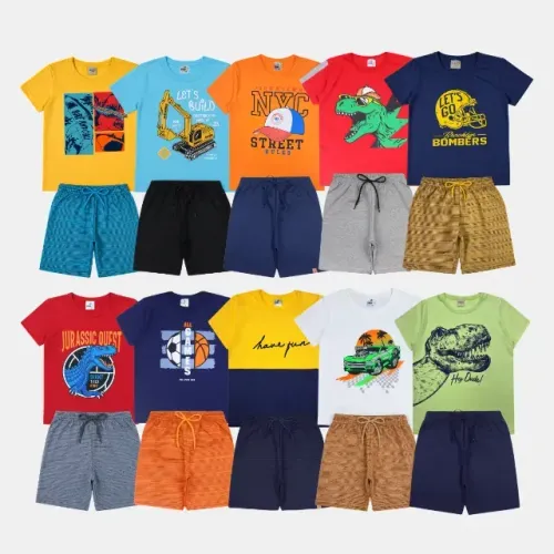 Kit Verão 10 Peça Menino Infantil 1 Ao 8 Atacado Masculino