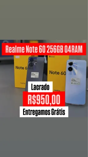Realme Note 60 4G 256GB 04GB RAM Azul Preto Lacrado Garantia 