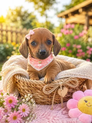 Linda filhote de basset femea