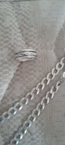 Corrente de prata MS anel