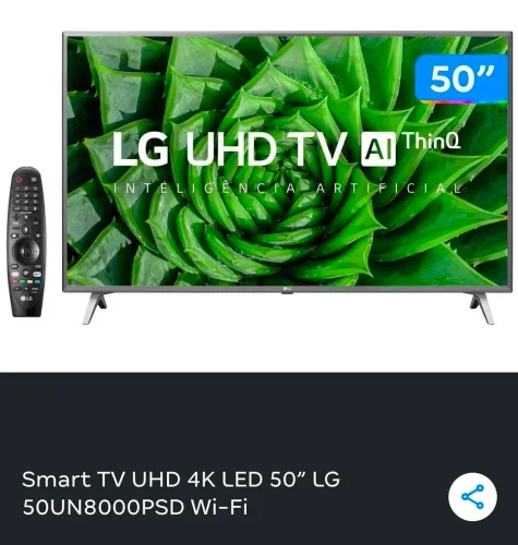 Smart TV LG 50" 4K UHD - Modelo 50UN8000PSD - Excelente Estado