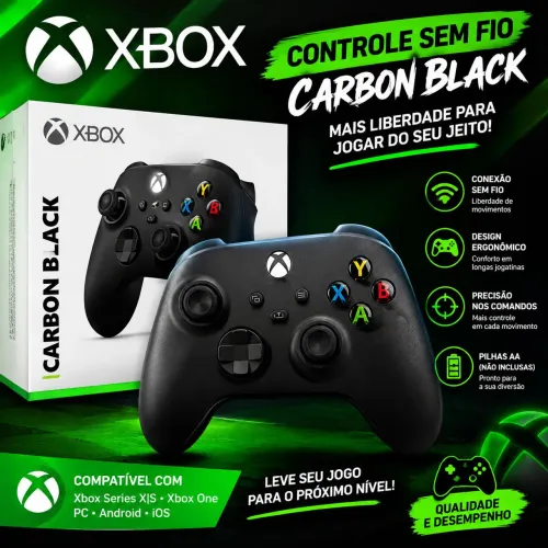 Controle Xbox Séries S/X Novo Preto