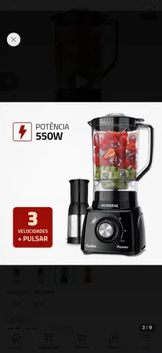 Liquidificador Turbo Power Mondial 550w - L-99 Fb Preto 220v