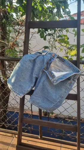 Bermuda jeans blue steel, tamanho 40, azul