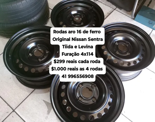 Rodas aro 16 de ferro original Nissan Sentra Tiida e Gran Levina furação 4x114 
