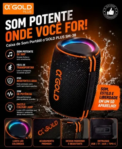 Mini Caixa de Som Bluetooth ?GOLD