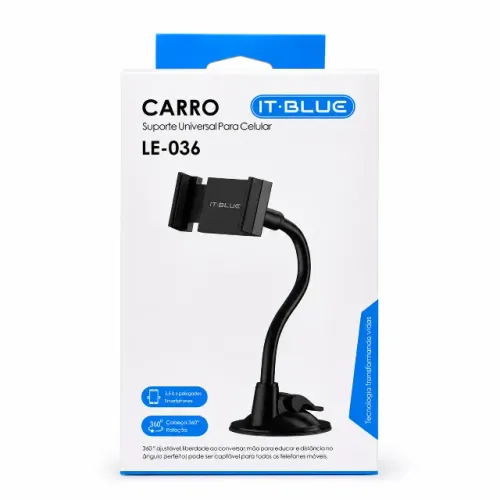 Suporte Veicular IT-Blue LE-036 Haste Flexível Ventosa Rotação 360° Para Celular pode reti