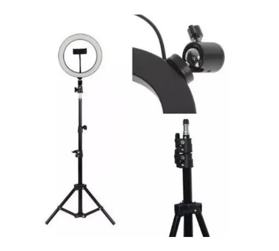 Ring Light 10 Polegadas Iluminador Tripe 1.8 metros Suporte de Celular 25w Gravar Vídeos
