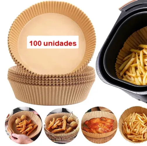 Kit com 100 Forros Formas para Airfryer Air frier Descartavel Antiaderente De Papel  z634
