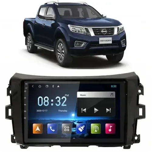 Kit Central Multimídia Android CarPlay Frontier 2017 a 2022 9 Polegadas Black Piano GPS 