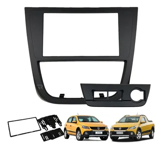 Moldura Painel Dvd 2 Din Mp5 Vw Gol Saveiro Cross G5 Preta