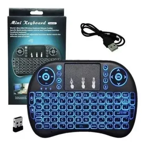Mini Teclado Controle Usb Touchpad Smart Tv Tv Box Pc - Iluminado