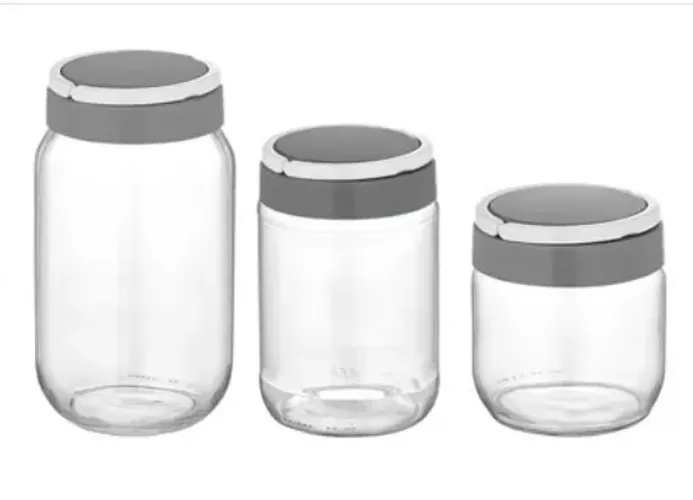 Conjunto De Potes De Vidro Cinza Wx08828  425ml 660ml 1 L Splendo