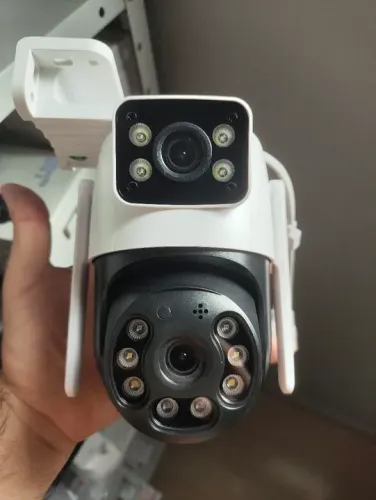 Camera Externa Ip a Prova D'água Wifi Dupla 2 Em 1 com Visao Noturna Infravermelho