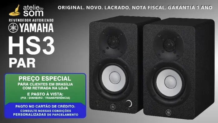 Hs3 Yamaha PRETAS Caixas de Som (par) BIVOLT Novas Lacradas Garantia 1 ano