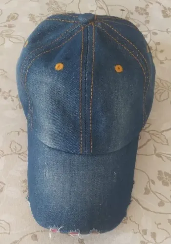 Boné Beisebol com Aba Curva - "JEANS"  - 100% Algodão. *