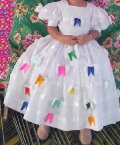 Vestido de noiva junina Infantil com arco