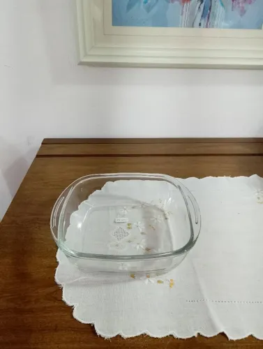 Travessa de vidro quadrada para forno e microondas
