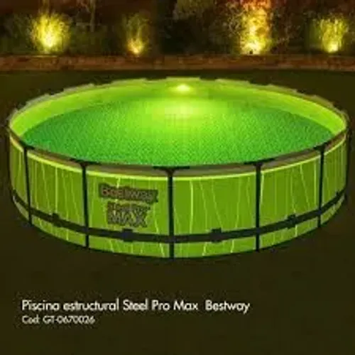 Piscina Estrutural Steel Pro Max Bestway 14.970 litros com luzes led coloridas