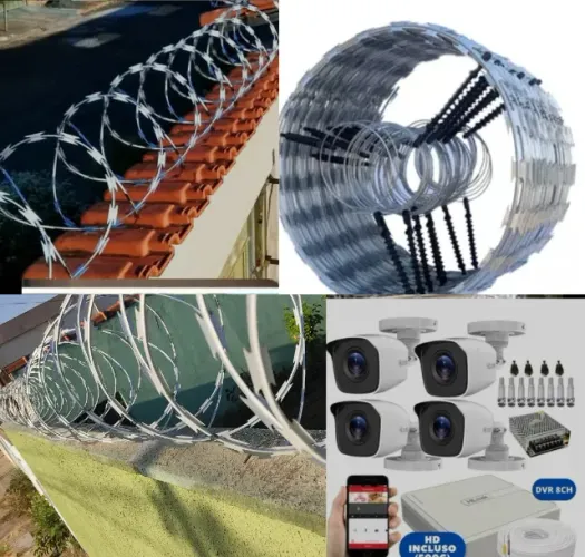 Cerca elétrica, alarme,  concertina, câmera de segurança 