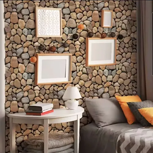 Papel de parede 3D imitando pedras