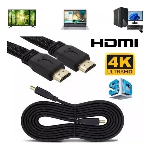 Cabo Conector Hdmi 3d Versão 1.4 Fio De Malha 3 Mts