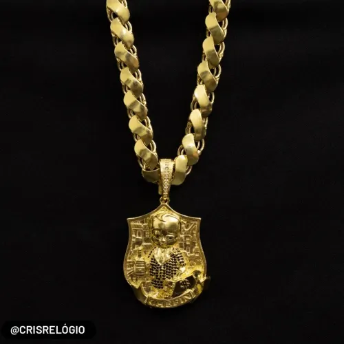 Cordão + pingente 100% moeda antiga 