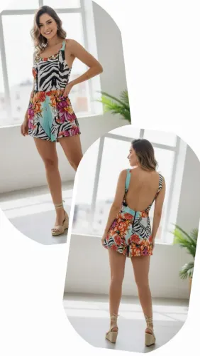 Macacão curto espaço Fashion tamanho P