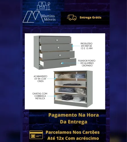 GRANDE PROMOÇÃO*COMODA 04 GAVETAS SOLUZIONE ENTREGA GRÁTIS ACEITA CARTÃO