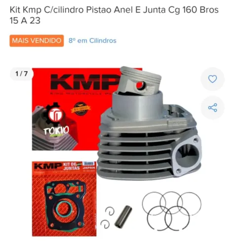 kit cilindro, pistão, anel e junta cg160 Bros novo na caixa