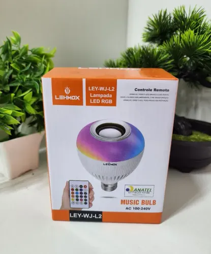 Lâmpada de Led RGB com Som Bluetooth e Controle.