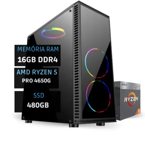 PC Gamer Ryzen 5 4650G - 16Gb DDR4 - SSD 480Gb - Radeon Vega 6 -Loja Coimbra Computadores