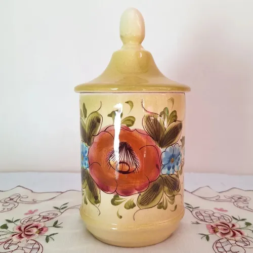 Antigo pote em cerâmica Itaipava pintado à mão